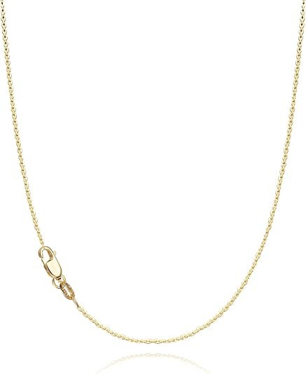 Solid 18K Gold Plated 925 Sterling Silver Chain Necklace for Women, 1.1mm Thin Dainty Cable Chain Non Tarnish & Sturdy Women’s Chain Necklace 14/16/18/20/22/24 Inches
