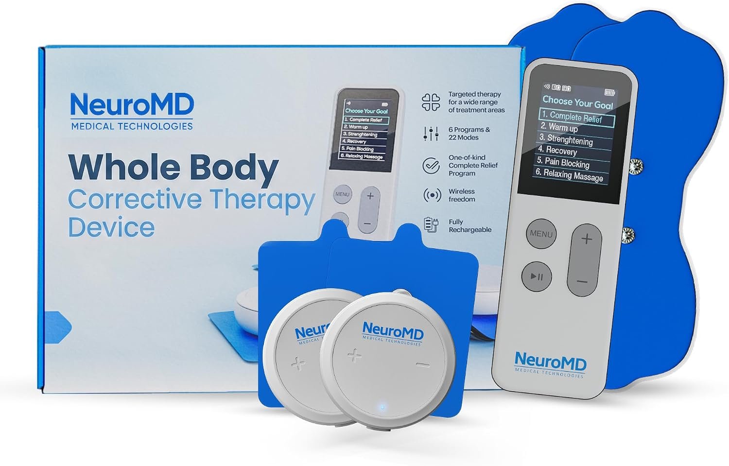 RS-18 Wireless TENS & EMS Unit with Remote Control and Electrode Pads for Temporary Relief of Sore and Aching Muscles