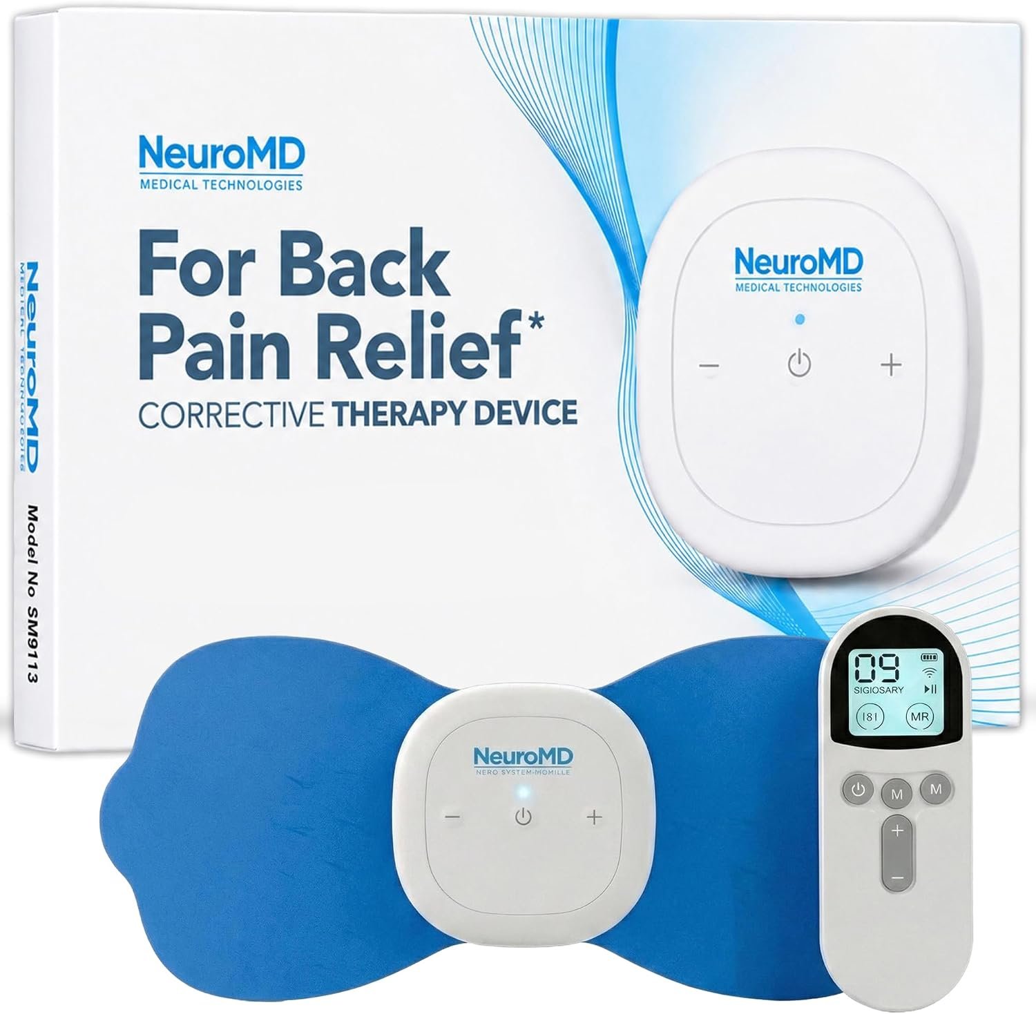 NMES Wireless Muscle Stimulator – Portable Device for Temporary Relief of Pain Due to Sore/Aching Muscles, Model SM9113